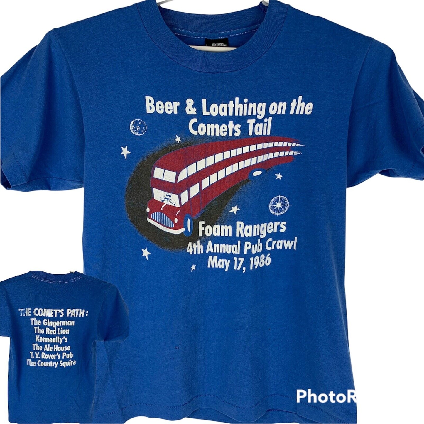 1986 Houston Pub Crawl Vintage 80s Camiseta Beer Bar Texas Hecho en EE.UU. Camiseta Mediana