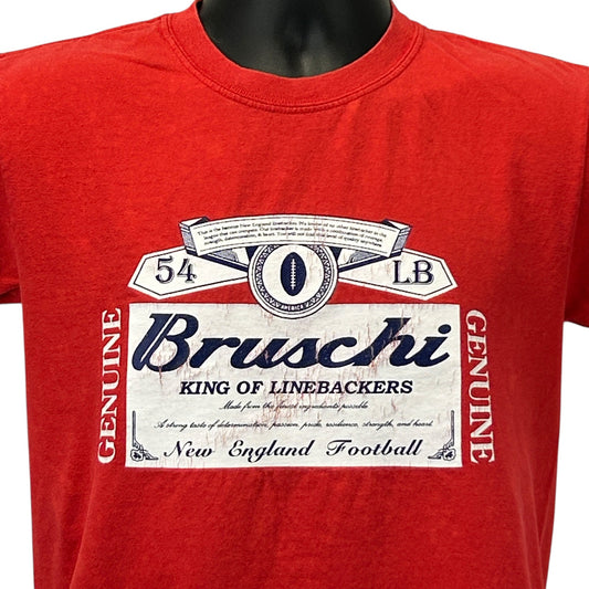 Vintage Y2Ks Tedy Bruschi Beer T Shirt New England Patriots NFL Red Mens S Small