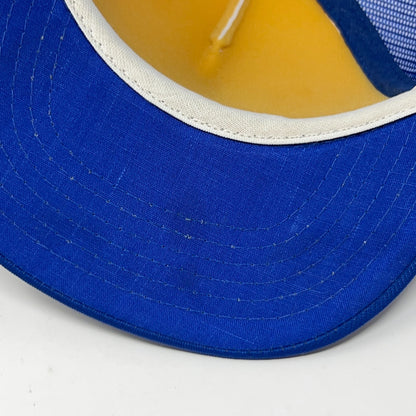 Vintage 80s Concrete Breaking Trucker Hat Baseball Cap Mesh Snapback Blue