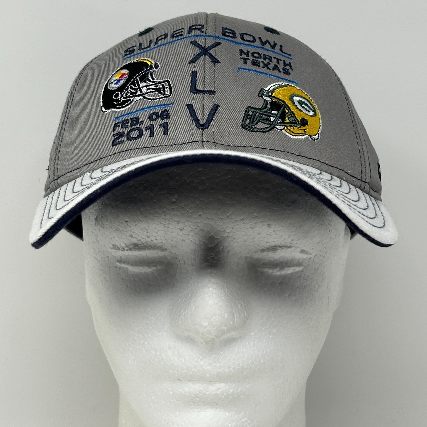 Super Bowl XLV Hat Baseball Cap Green Bay Packers Reebok NFL Strapback Gray - Neon Vintage