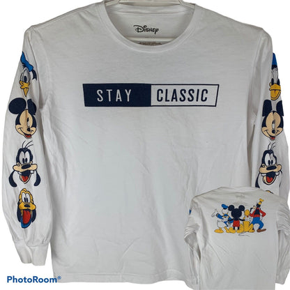 Disney Mickey Mouse T Shirt Small Disneyland Pluto Goofy Donald Duck Mens White