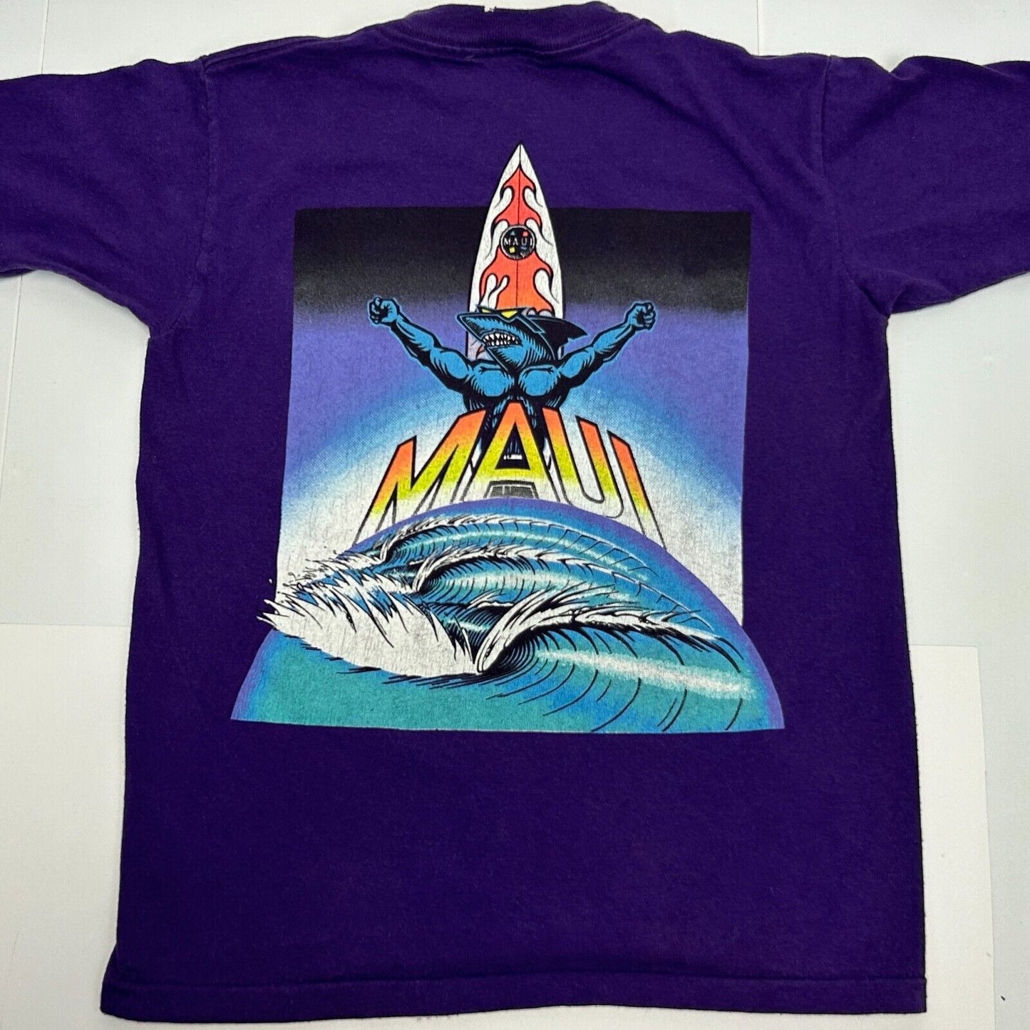 Vintage Maui and Sons T Shirt Youth Medium 10-12 Surfing Surfer Kids Boys Purple