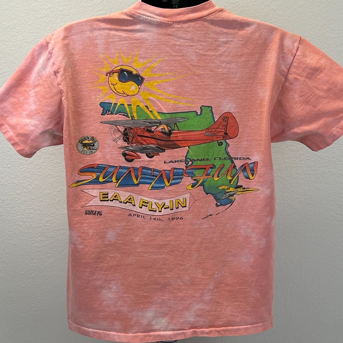 Vintage Sun n Fun EAA Fly In T Shirt Mens L Large Orange 90s Lakeland Aviation