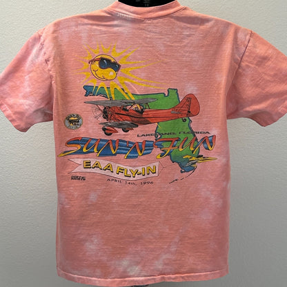 Vintage Sun n Fun EAA Fly In T Shirt Mens L Large Orange 90s Lakeland Aviation