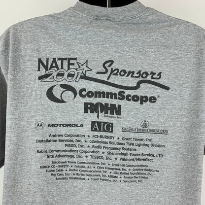 NATE Tower Erectors Vintage Y2Ks T Shirt X-Large National Association Mens Gray
