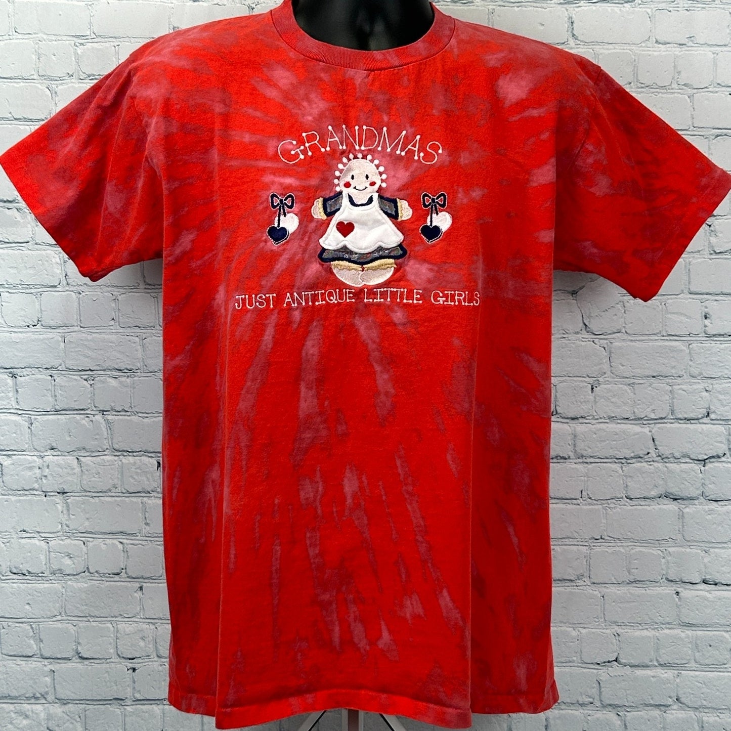 Vintage 90s Grandmas Just Antique Little Girls T Shirt USA Red Unisex L Large