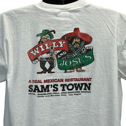 Sams Town Willy and Joses Cantina Vintage 90s T Shirt X-Large Casino Mens White