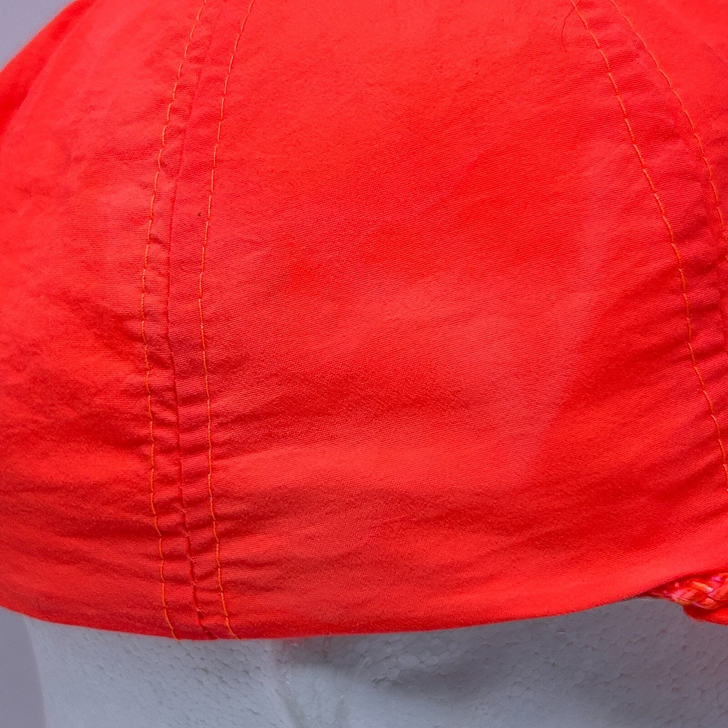 Vintage 90s Quantum Fishing Reels Hat Cap Blaze Orange Snapback Fisherman Rope