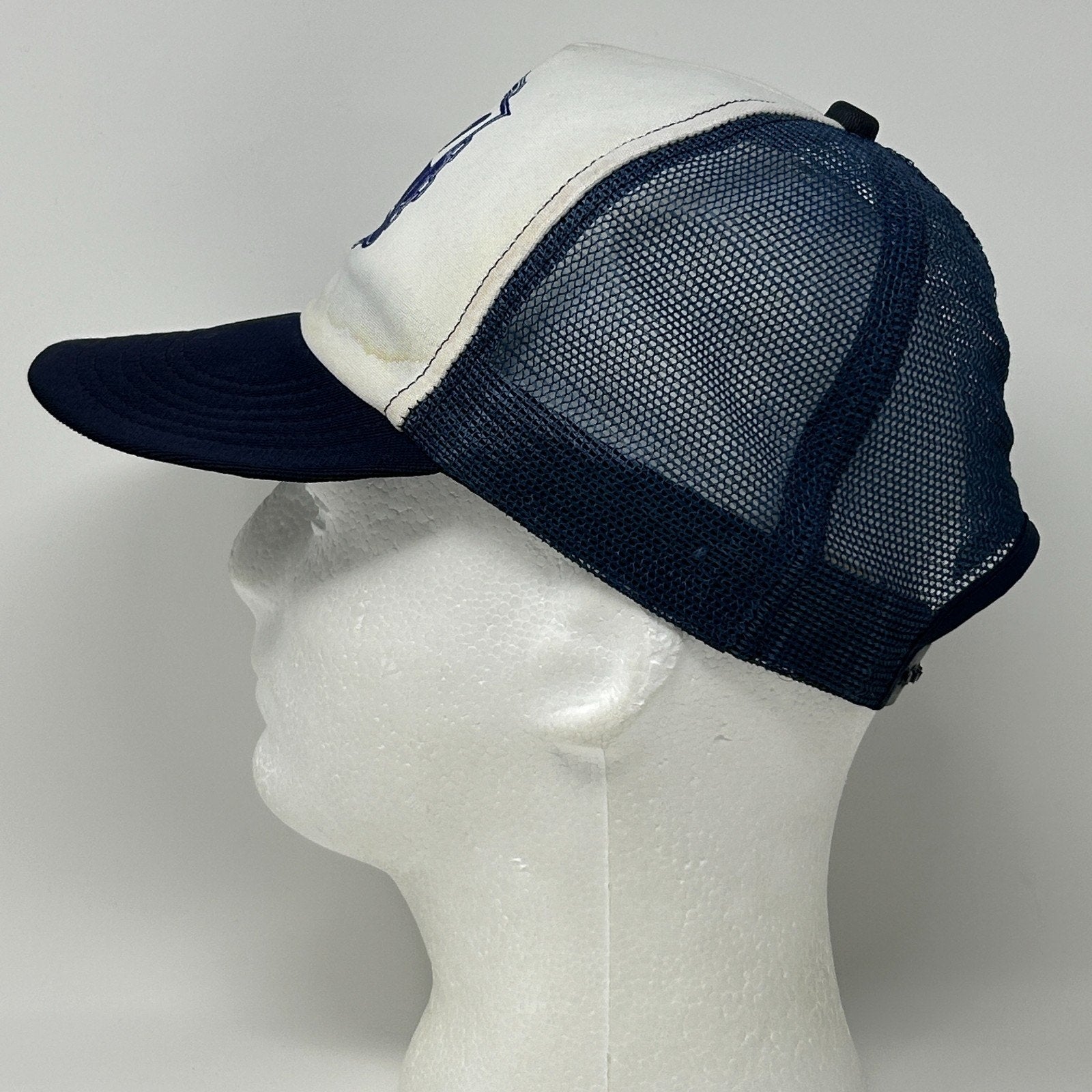 Vintage 80s CWA Communications Workers Trucker Hat Baseball Cap Snapback Blue - Neon Vintage