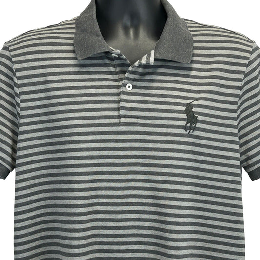 Polo Golf Ralph Lauren Polo T Shirt Large Gray Striped Big Pony Logo Golfer Mens