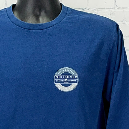 Quiksilver Long Sleeve T Shirt Blue Mountain Wave Logo L Large Regular Fit
