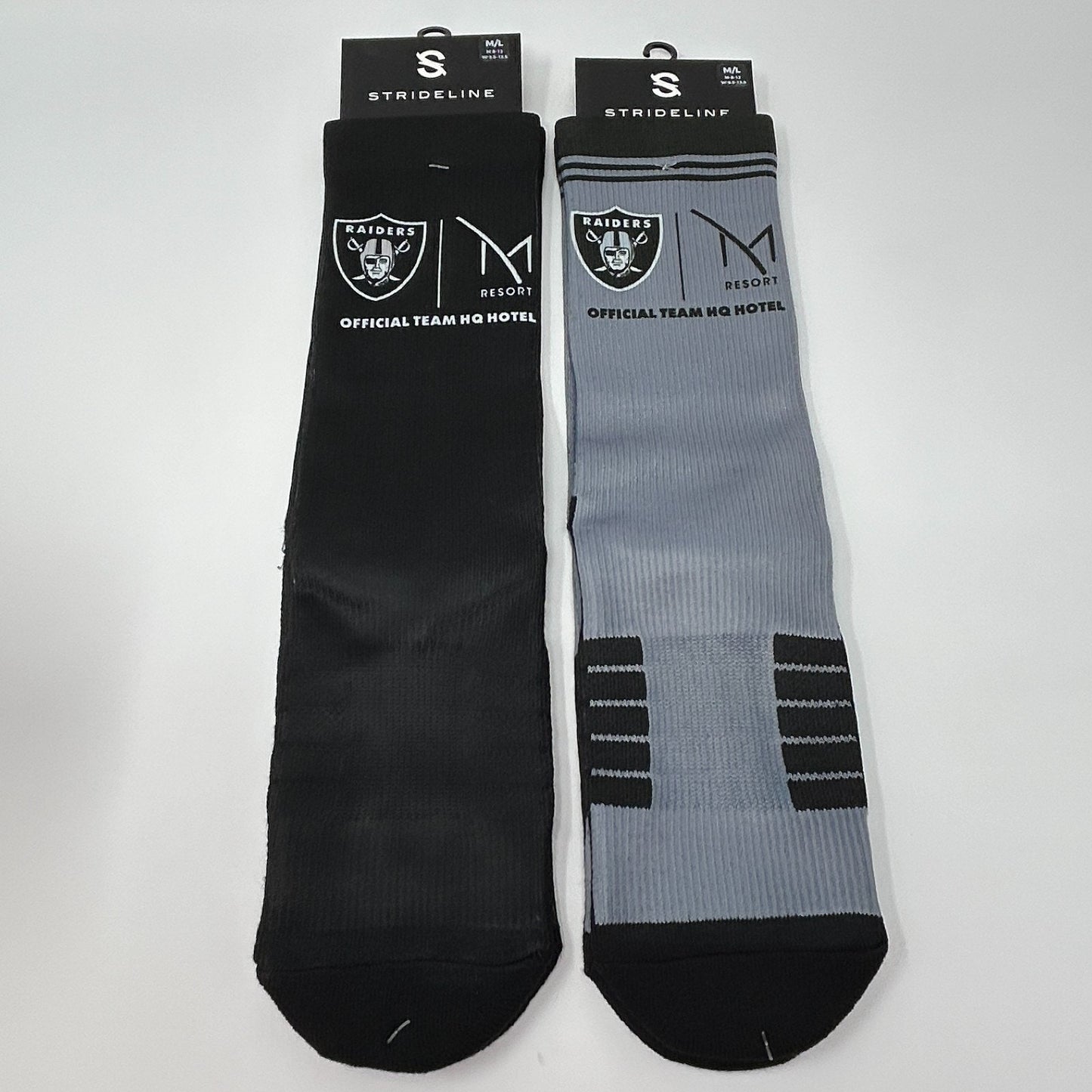 2 Pairs Las Vegas Raiders M Resort Socks Unisex M-L Gray Black Official HQ Hotel