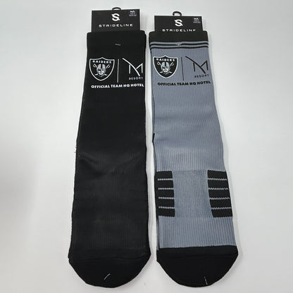 2 Pairs Las Vegas Raiders M Resort Socks Unisex M-L Gray Black Official HQ Hotel