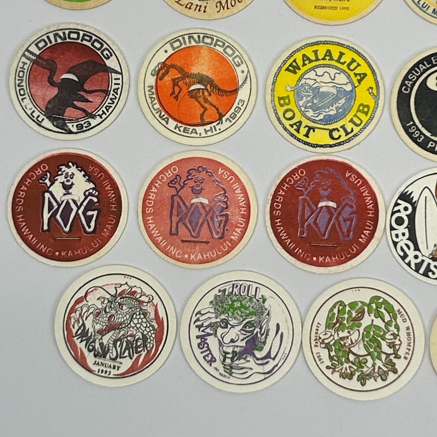 Lot of 24 Hawaii Milk Caps Pogs Vintage 90s Hawaiian Advertising Game 1993
