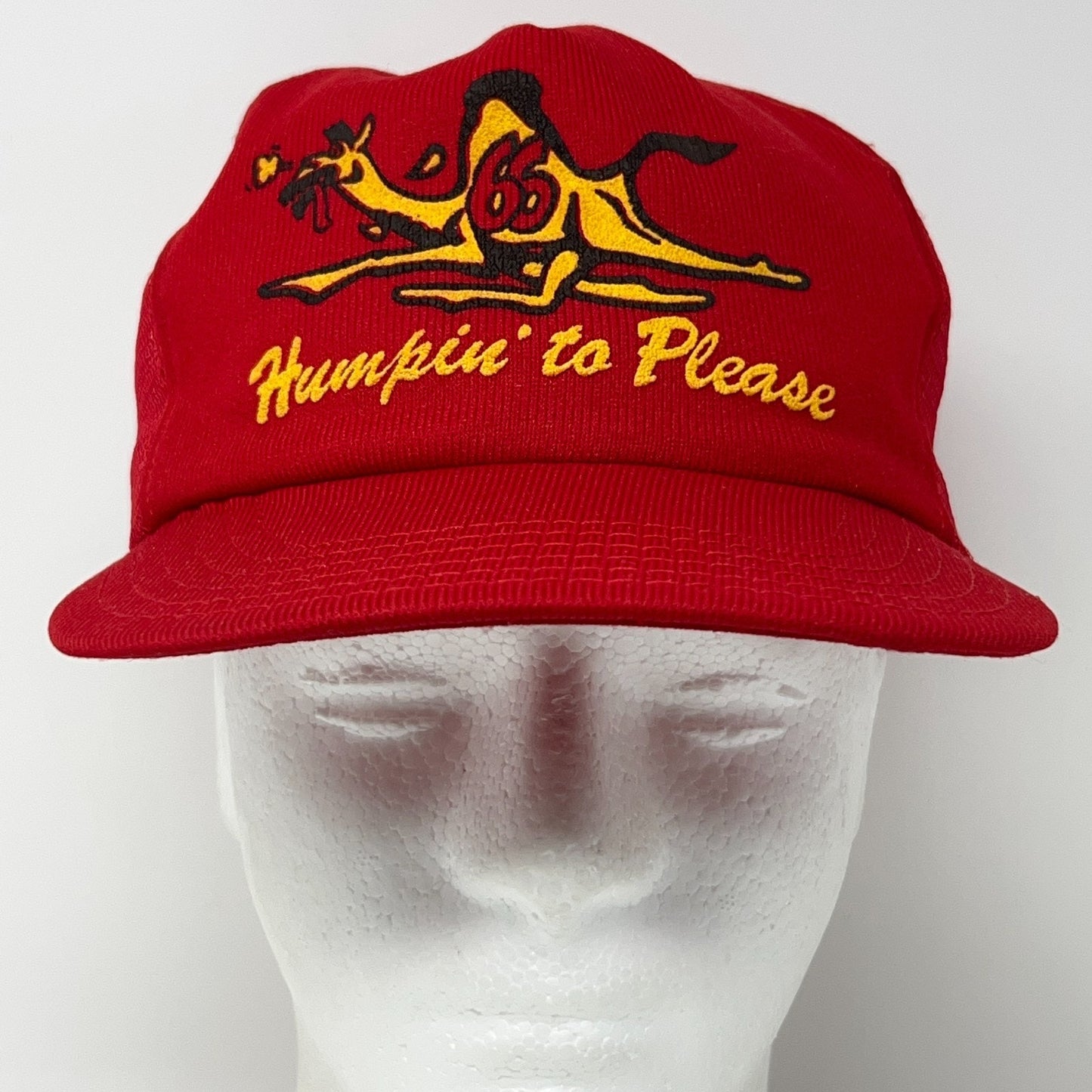 Vintage 80s Campbell 66 Humpin To Please Trucker Hat Baseball Cap Snapback Red