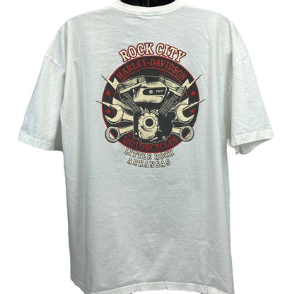 Camiseta Harley Davidson Little Rock Arkansas 4XL para motociclistas fabricada en EE. UU. para hombre, color blanco