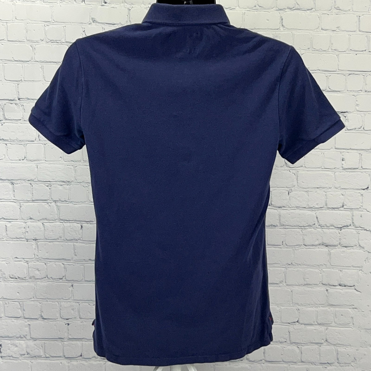 Express Fitted Pique Polo Shirt Mens S Small Navy Blue Short Sleeve Logo Cotton