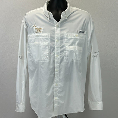 Columbia PFG Furnace Creek Resort Button Up Shirt Mens Large Death Valley White