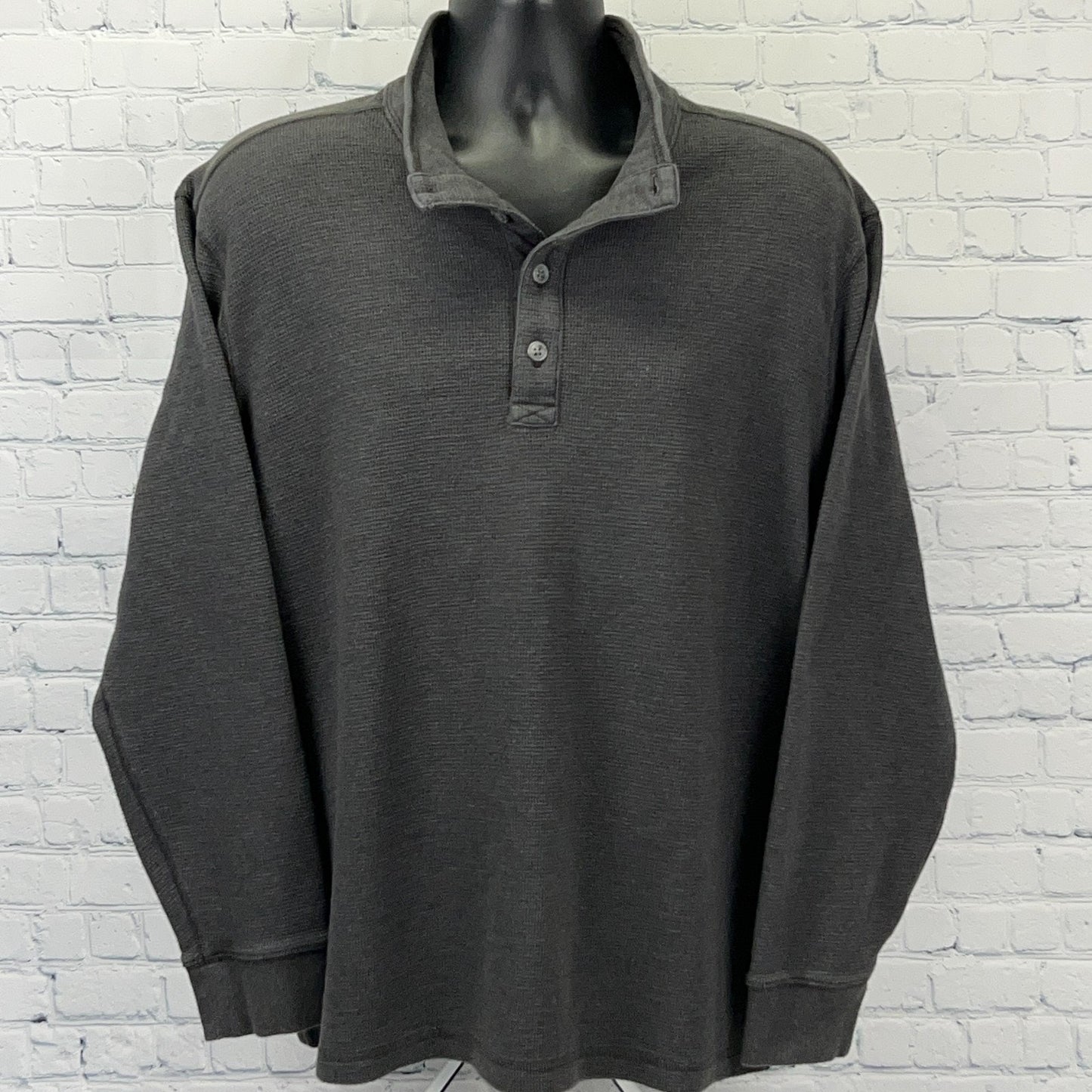 Eddie Bauer Thermal Henley XL X‑Large Gray Cotton Polyester Long Sleeve Shirt