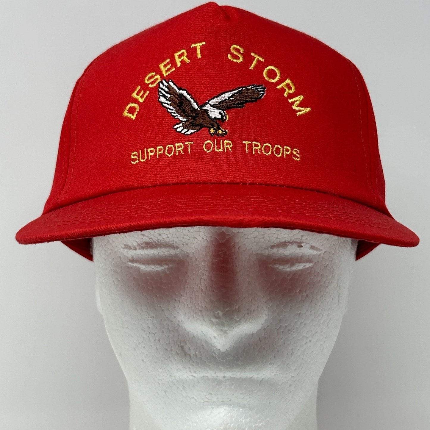 Vintage Operation Desert Storm Hat Cap Red 90s War Military Troops Snapback