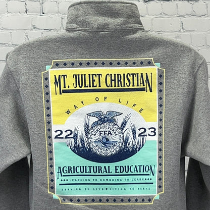 Mt Juliet Christian Academy FFA 2022 2023 Quarter Zip Sweatshirt M Medium Gray