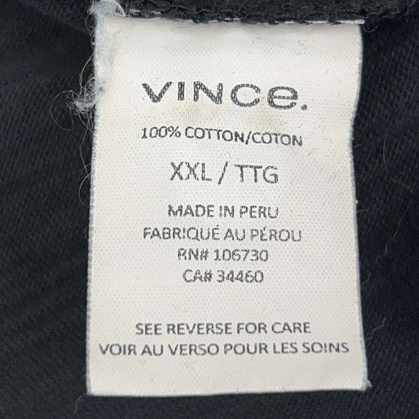 Vince Slub Polo Shirt Short Sleeve Cotton MR778-9371 Black Mens 2XL XXL