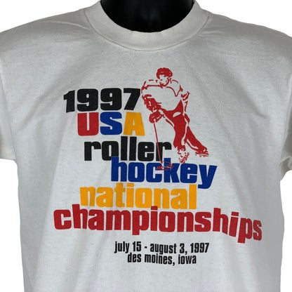 1997 Campeonato Nacional de Hockey sobre Patines de EE.UU. Vintage 90s Camiseta Iowa Medio