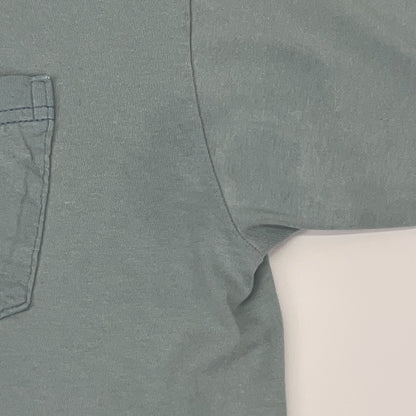 Vintage 90s Distressed TownCraft T Shirt L Large Green USA Made Blank Pocket Tee