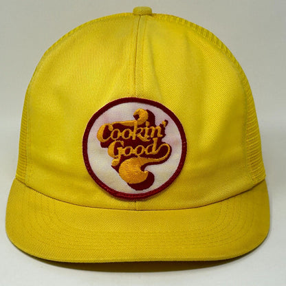 Vintage Cookin Good Trucker Hat Baseball Cap Chicken K-Brand K-Products Yellow