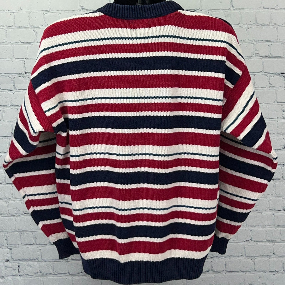Vintage Cambridge Classics Nautical Anchor Color Block Cotton Sweater L Large