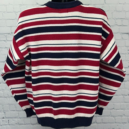Vintage Cambridge Classics Nautical Anchor Color Block Cotton Sweater L Large