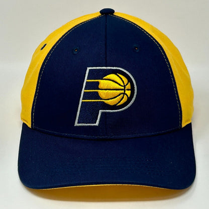 Gorra de béisbol Lucas Oil de los Indiana Pacers, color amarillo y azul, con correa trasera de baloncesto de la NBA