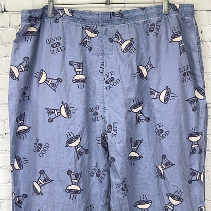 Life is Good Sleep Lounge Pants Charcoal BBQ Barbeque Grill Blue Mens L Large