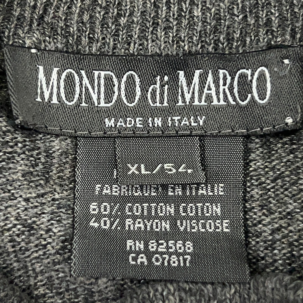 Vintage Mondo di Marco Sweater Mens XL X-Large 54 Gray Mock Neck Made In Italy