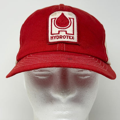 Vintage Hydrotex Lubricants Red Mesh Trucker Hat Baseball Cap Snapback Patch USA