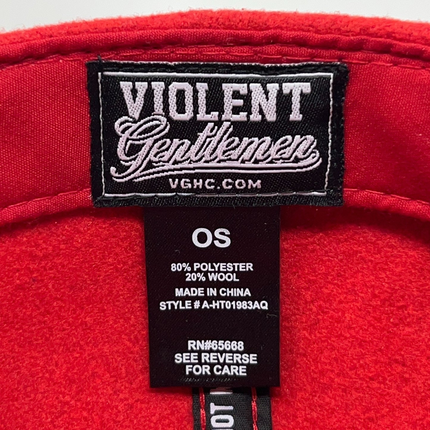 Violent Gentlemen Hockey Club Hat Baseball Cap VGHC Bolt Red Wool Blend Snapback