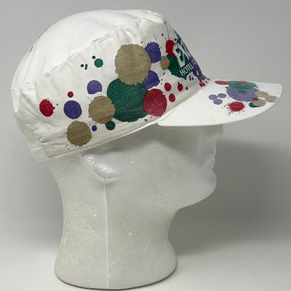 Vintage 90s Excalibur Casino Las Vegas Painters Hat Cap Paint Splash White 7 3/8