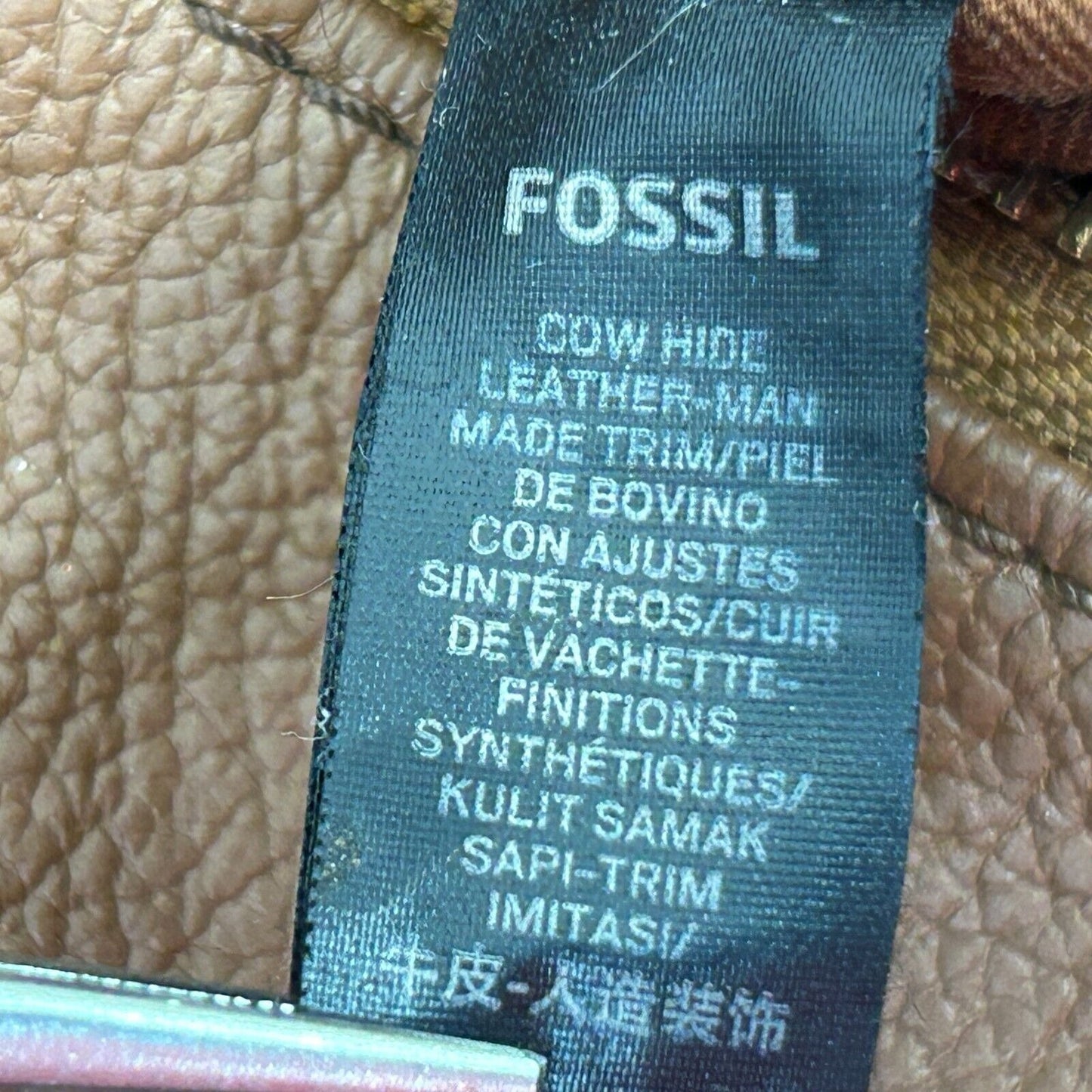 Fossil Keely 大号鹅卵石纹皮革斜挎包手提包骨白色女款