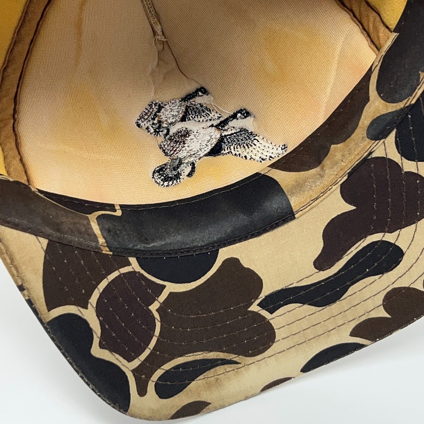 Vintage 80s Duck Bay Hunting Hat Baseball Cap Hunter Beige Camouflage Snapback