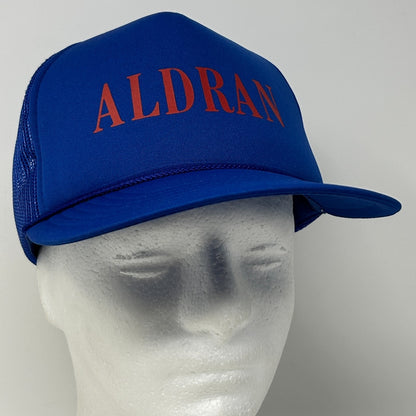 Vintage 90s Aldran Trucker Hat Baseball Cap 5 Panel A-Frame Mesh Snapback Blue