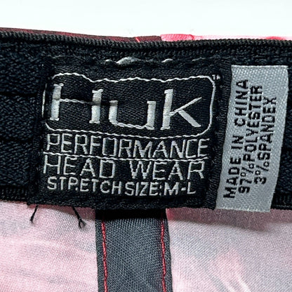 Huk Fishing Hat Baseball Cap Fisherman Stretch Red 6 Panel Flex Fitted M-L