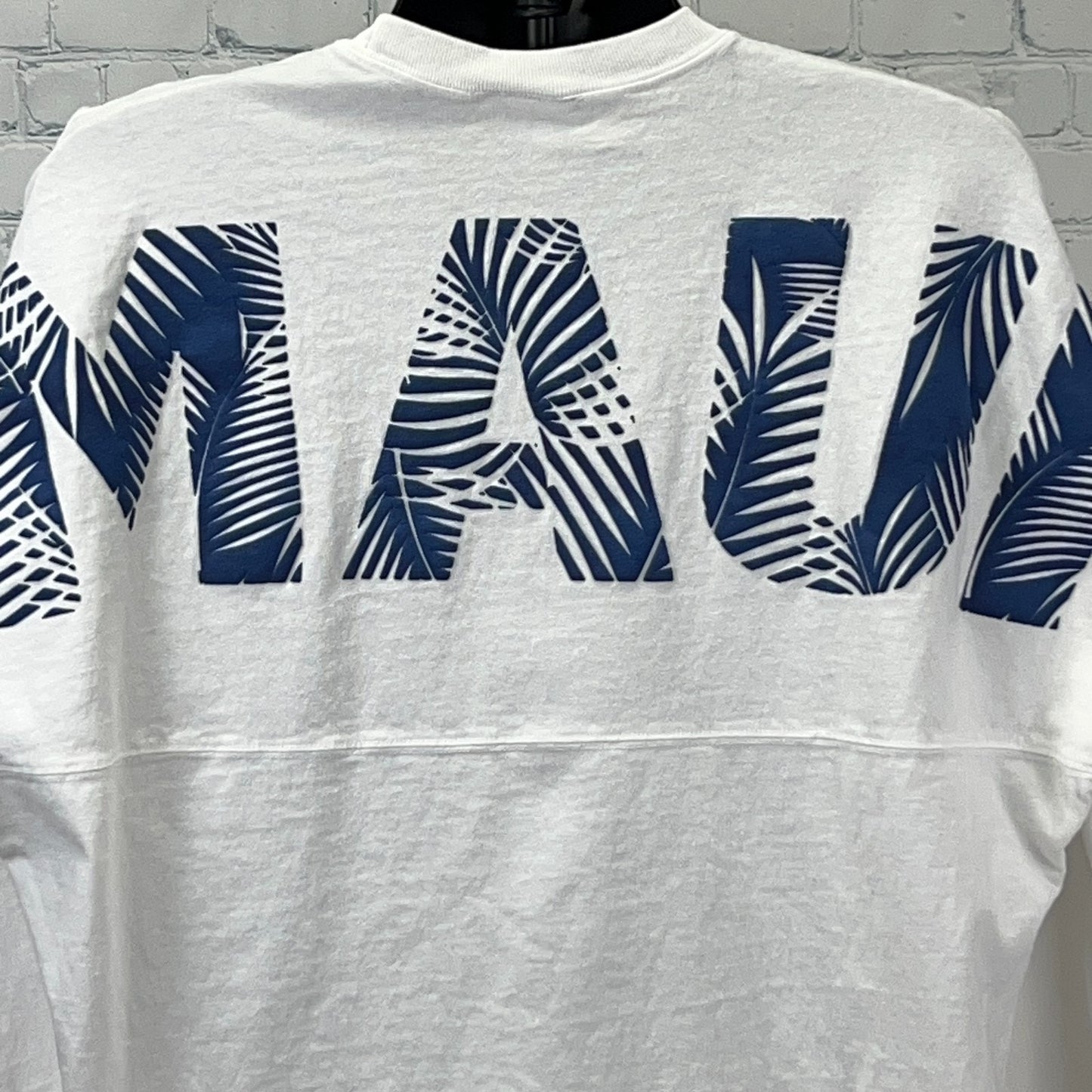 Maui Hawaii Spirit Jersey T Shirt Palm Tree Beach Long Sleeve White Tee L Large