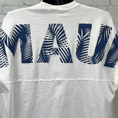 Maui Hawaii Spirit Jersey T Shirt Palm Tree Beach Long Sleeve White Tee L Large
