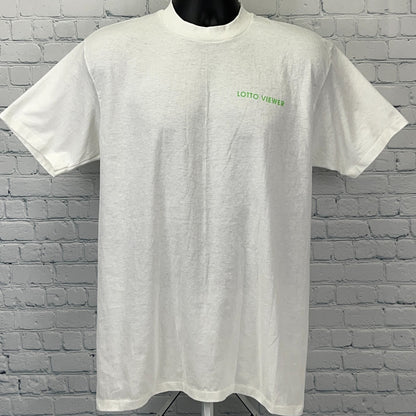 Vintage 90s California Lotto Viewer T Shirt White Made In USA Tee Mens L Large