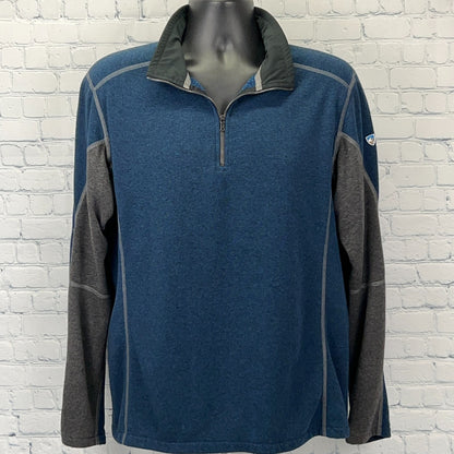 Kuhl Revel Kashmira Fleece 1/4 Quarter Zip Sweater Blue Pullover Mens L Large