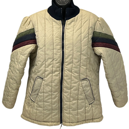 Vintage 80s Snow Weather Puffer Ski Jacket Skier Skiing Beige Womens 20 1/2