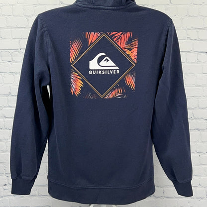Quiksilver Hoodie S Small Blue Surfer Surfing Surfboarding Hooded Sweatshirt
