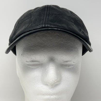 Vintage 90s Wilsons Leather Hat Baseball Cap 6 Panel Strapback Black