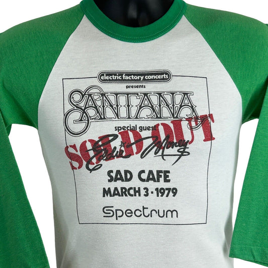 1979 Carlos Santana Eddie Money Concierto Vintage 70s Camiseta Sad Cafe Spectrum XS