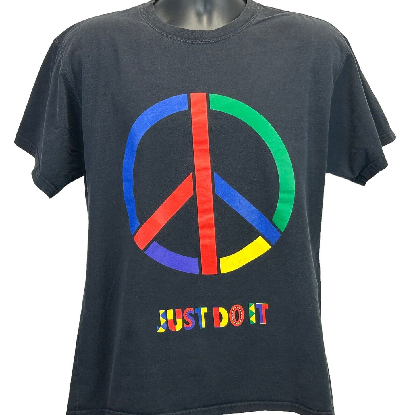 Nike Urban Jungle Peace Sign T Shirt Small Just Do It Gel Playground Mens Black